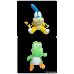Super Mario Plush Bundle Larry Koopa & Yoshi Lot Of 2 Nintendo Mario Bro